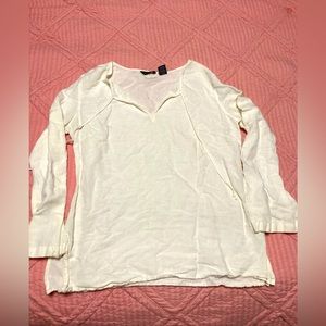 New York & Company womens white linen shirt